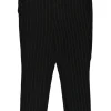 Black polyester-blend pinstripe pull-on drop-crotch trousers