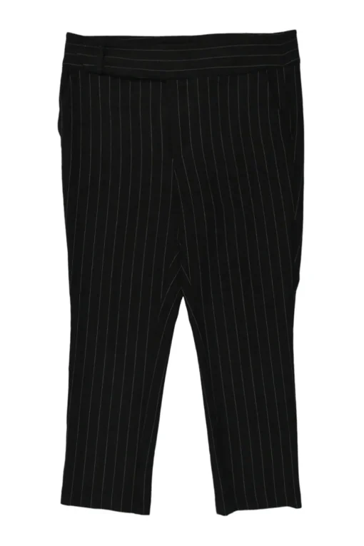 Black polyester-blend pinstripe pull-on drop-crotch trousers