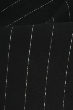Black polyester-blend pinstripe pull-on drop-crotch trousers