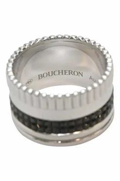 Black PVD and 18k white gold Quatre Black Edition large ring