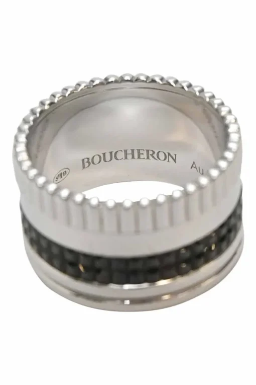 Black PVD and 18k white gold Quatre Black Edition large ring