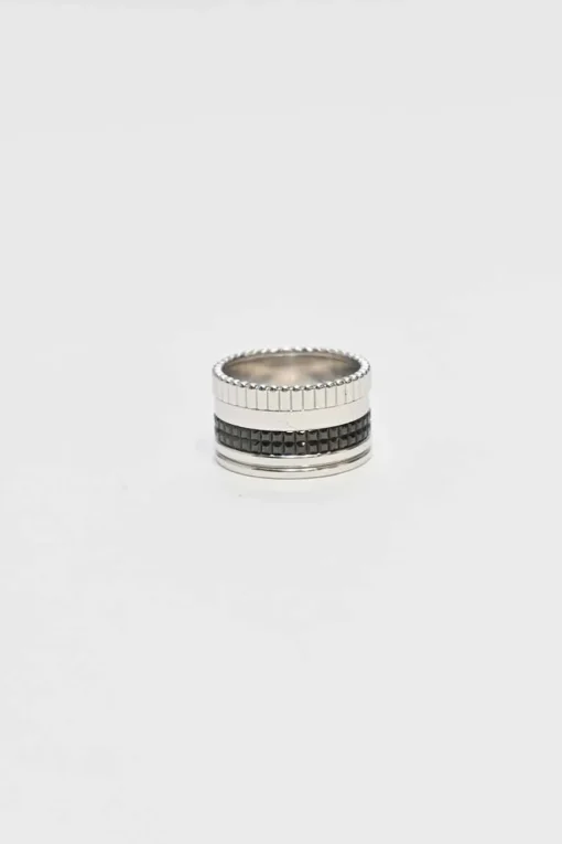 Black PVD and 18k white gold Quatre Black Edition large ring