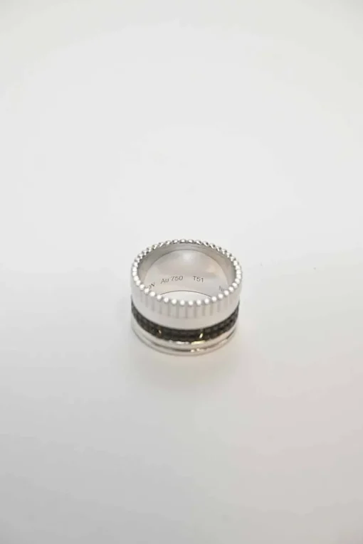 Black PVD and 18k white gold Quatre Black Edition large ring