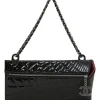 Black quilted patent leather Kaleidoscope chain shoulder bag with enamel Coco Mark zip stopper charm