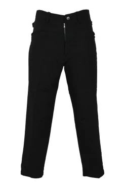 Black rayon-blend pull-on high-rise cropped skinny trousers