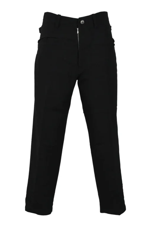 Black rayon-blend pull-on high-rise cropped skinny trousers