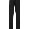 Black rayon-blend tie-waist straight-leg tailored trousers