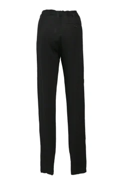 Black rayon-blend tie-waist straight-leg tailored trousers