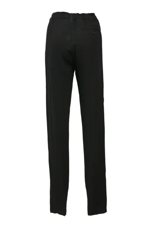 Black rayon-blend tie-waist straight-leg tailored trousers