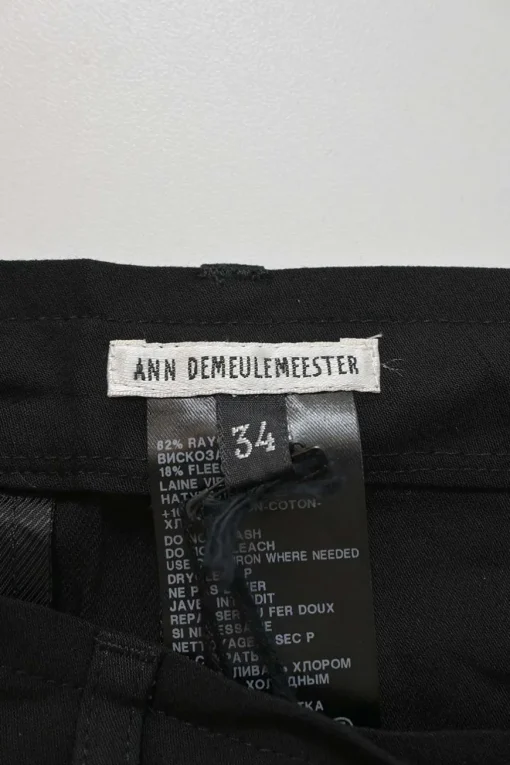 Black rayon-blend tie-waist straight-leg tailored trousers