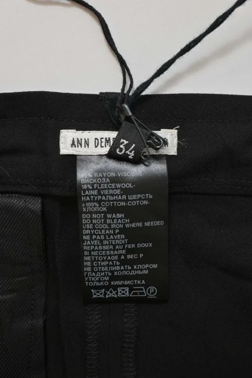 Black rayon-blend tie-waist straight-leg tailored trousers