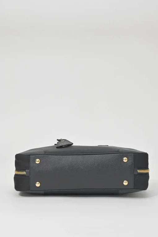 Black Re-nylon and Saffiano leather large Re-Edition 1978 two-handle bag