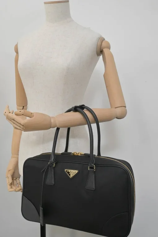 Black Re-nylon and Saffiano leather large Re-Edition 1978 two-handle bag