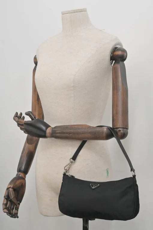 Black Re-nylon canvas Tessuto mini shoulder bag