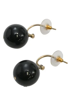 Black resin CC logo Ball Drop Earrings