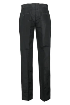 Black silk single breasted shawl lapel tailored coat and low-rise straight-leg trouser suit set