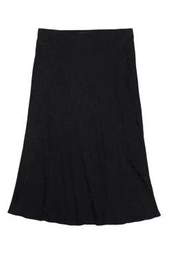 Black silk The Naomi Romance heart jacquard pull-on slip midi skirt