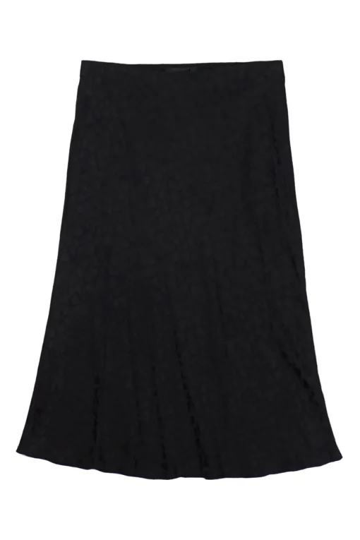 Black silk The Naomi Romance heart jacquard pull-on slip midi skirt