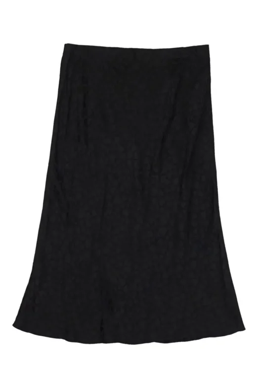 Black silk The Naomi Romance heart jacquard pull-on slip midi skirt