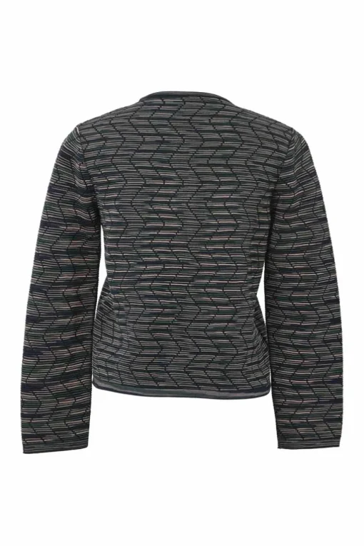 Black space-dyed polyamide-blend chevron knit button-front cardigan