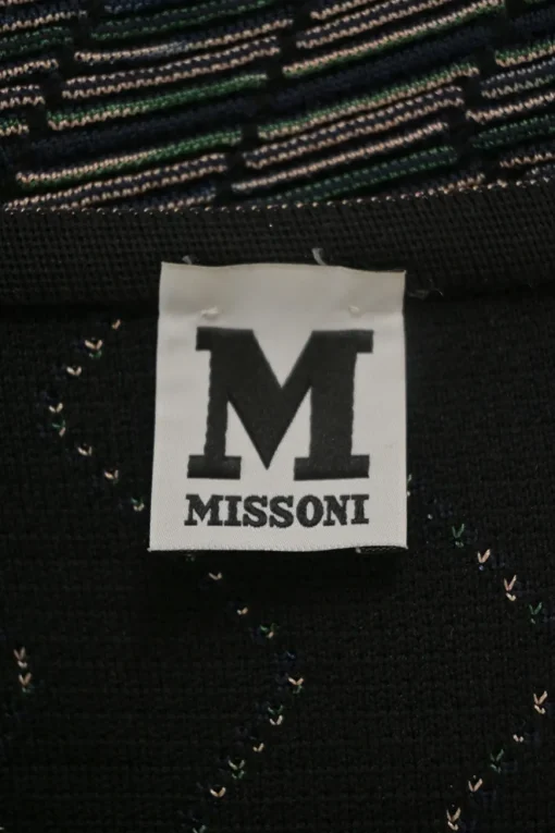 Black space-dyed polyamide-blend chevron knit button-front cardigan