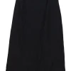 Black tassel-trimmed viscose pull-on A-line midi dress
