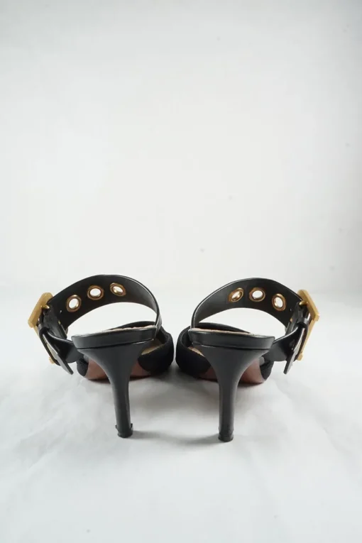 Black technical canvas and leather D-Dior buckle strap pointed toe heeled mule