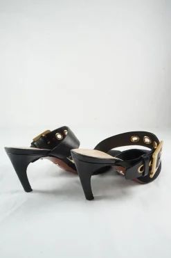 Black technical canvas and leather D-Dior buckle strap pointed toe heeled mule