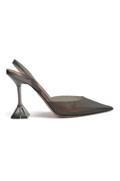 Black tinted glass PVC and leather Holli pointed-toe slingback pumps with sculpted comma heels