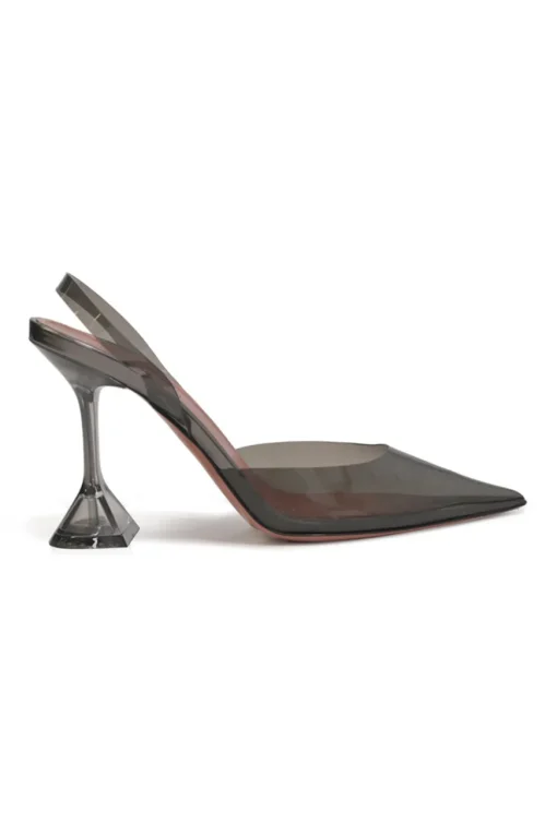Black tinted glass PVC and leather Holli pointed-toe slingback pumps with sculpted comma heels