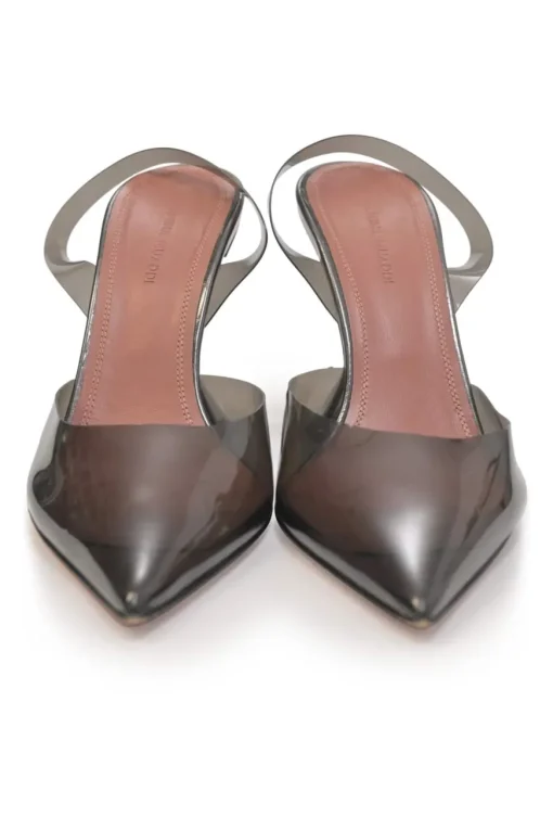 Black tinted glass PVC and leather Holli pointed-toe slingback pumps with sculpted comma heels