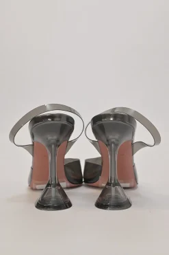 Black tinted glass PVC and leather Holli pointed-toe slingback pumps with sculpted comma heels