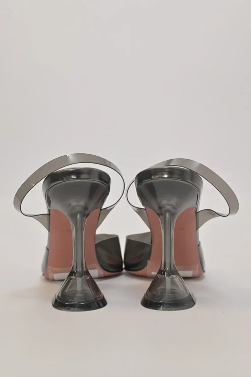 Black tinted glass PVC and leather Holli pointed-toe slingback pumps with sculpted comma heels