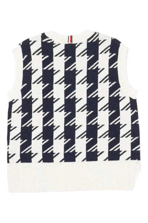 Black two-tone wool-blend oversized houndstooth jacquard knit gilet