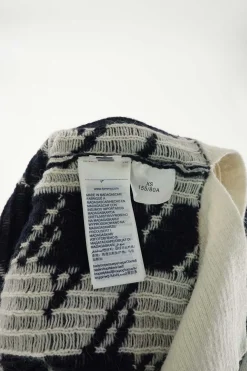 Black two-tone wool-blend oversized houndstooth jacquard knit gilet