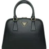 Black 'Vernice Pyramid' Saffiano leather small bag