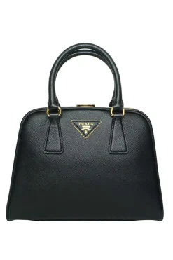 Black 'Vernice Pyramid' Saffiano leather small bag