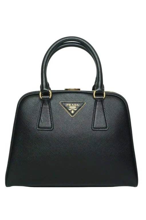 Black 'Vernice Pyramid' Saffiano leather small bag