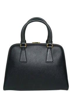 Black 'Vernice Pyramid' Saffiano leather small bag