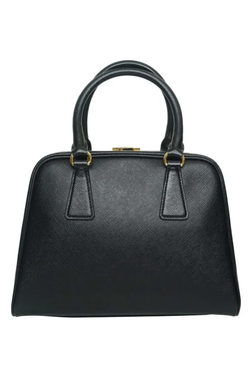 Black 'Vernice Pyramid' Saffiano leather small bag