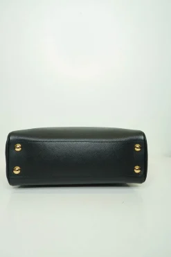Black 'Vernice Pyramid' Saffiano leather small bag