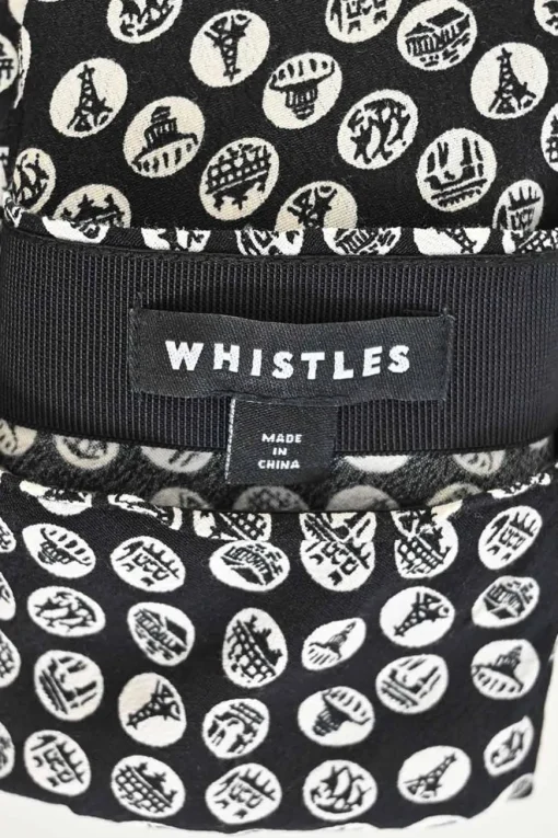 Black viscose landmark dot print pull-on high-rise midi slip skirt