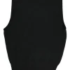 Black viscose-blend fully-fashioned interlock knit gilet and bateau neck long sleeve top twin set