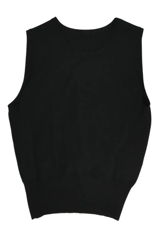 Black viscose-blend fully-fashioned interlock knit gilet and bateau neck long sleeve top twin set