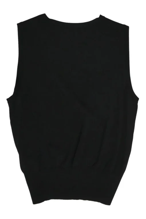 Black viscose-blend fully-fashioned interlock knit gilet and bateau neck long sleeve top twin set