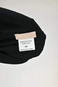 Black viscose-blend fully-fashioned interlock knit gilet and bateau neck long sleeve top twin set