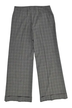 Black viscose-blend Glen check tweed single breasted peak lapel tailored jacket and wide leg trouser suit set