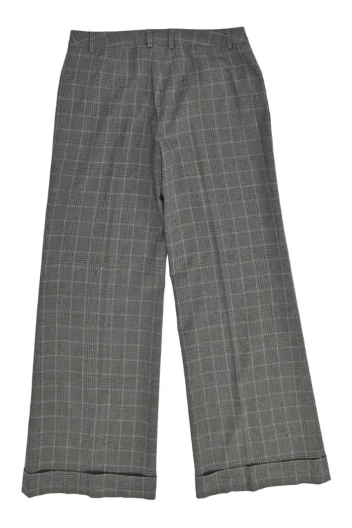 Black viscose-blend Glen check tweed single breasted peak lapel tailored jacket and wide leg trouser suit set
