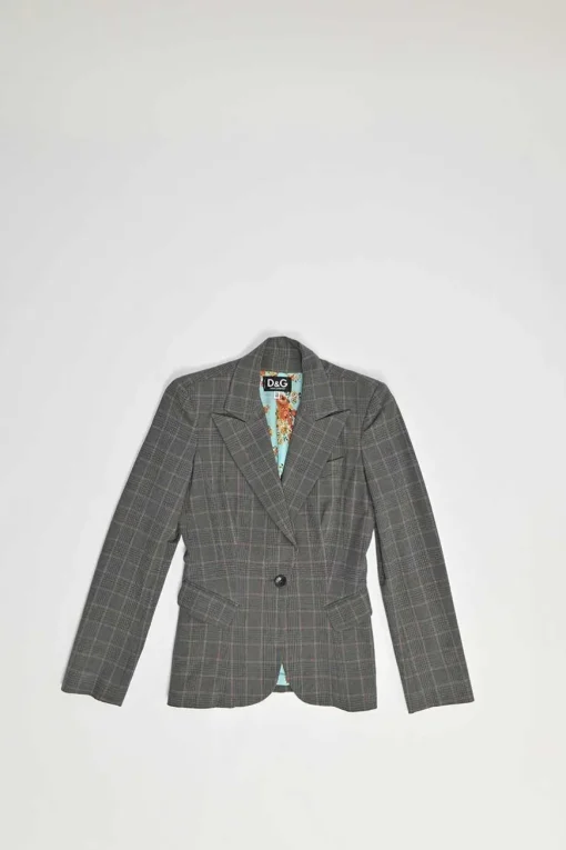 Black viscose-blend Glen check tweed single breasted peak lapel tailored jacket and wide leg trouser suit set