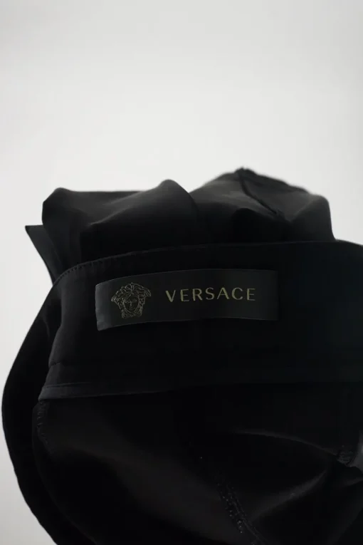 Black viscose-blend grommet biker leggings with exposed zip appliqué